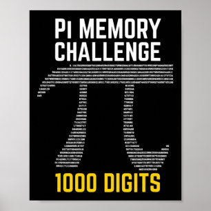 Poster 1000 Dígitos Do Desafio De Memória Pi - Pi Day