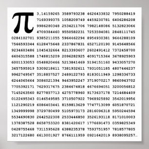 Poster 1000 First Digits Pi Number   Mathematical symbol