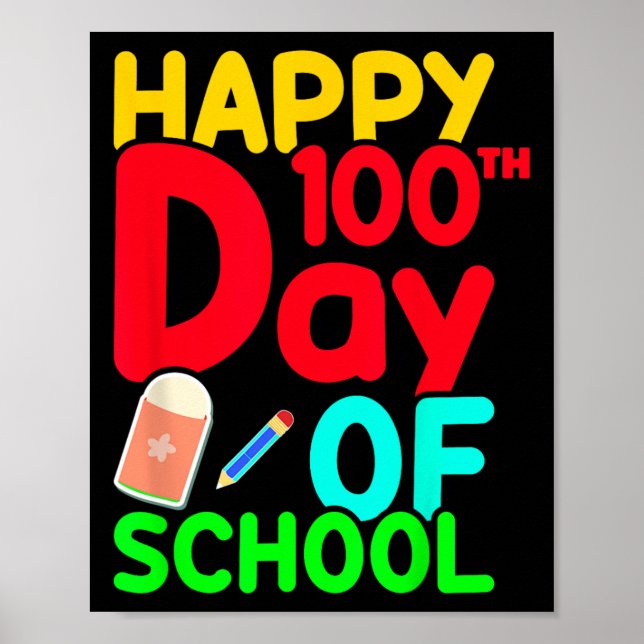 Poster 100.º Dia Da Escola 100 Dias Estudantes Gi (Frente)