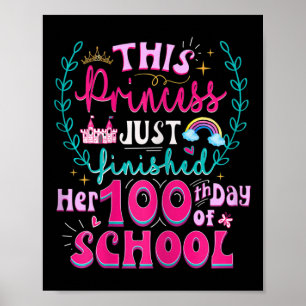 Poster 100. º Dia da Escola Princesa Crianças Fofas Engra