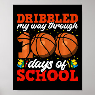 Poster 100.º Dia De Meninos Escolares Que Basquete 100 Di