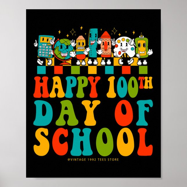 Poster 100.º Dia de Professores Estudantes Crianças Groov (Frente)