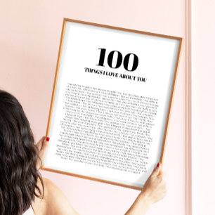 Poster 100 Coisas que Eu Amo em Você Minimalista Moderno