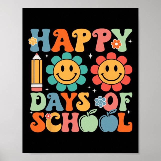 Poster 100 Dias Bons De Flores De Sorriso Escolar (Frente)
