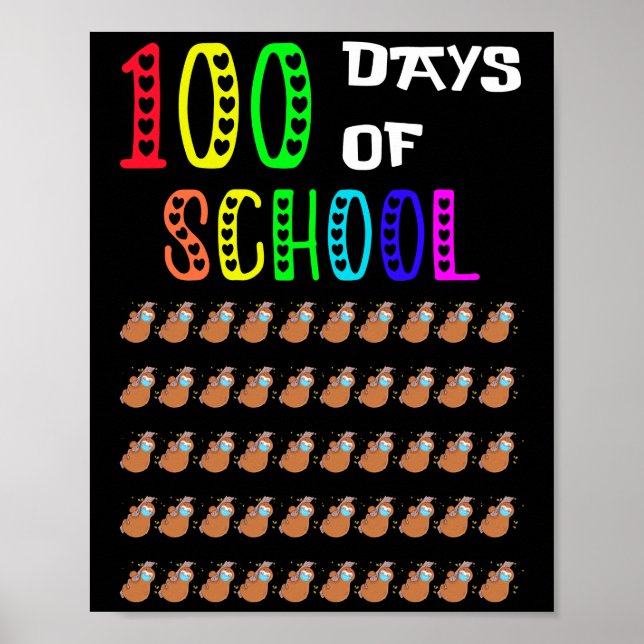 Poster 100 Dias Bons De Máscara Lenta Da Escola Virtual (Frente)