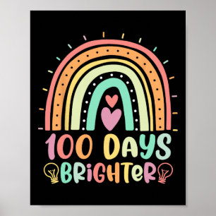 Poster 100 dias Brighter Rainbow Happy 100º dia da escola