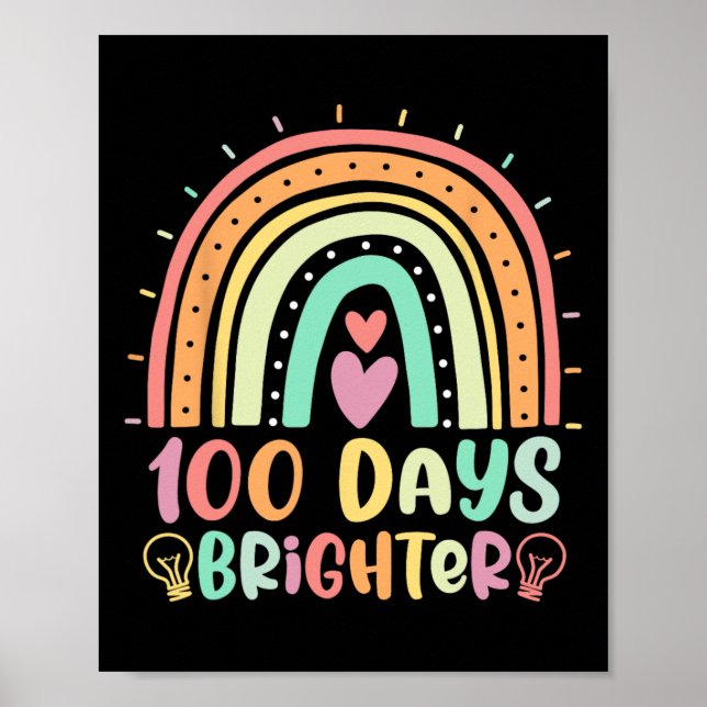 Poster 100 dias Brighter Rainbow Happy 100º dia da escola (Frente)