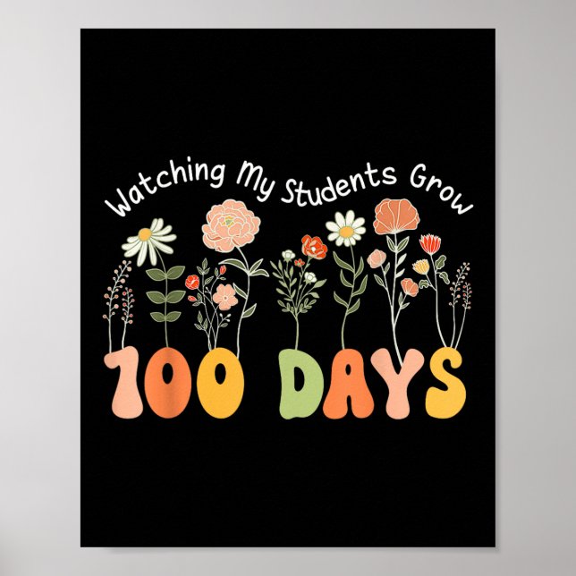 Poster 100 dias cultivando flores de boho 100 dias profes (Frente)