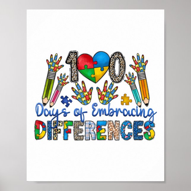 Poster 100 Dias De Abraçar Diferenças Autismo 100º (Frente)