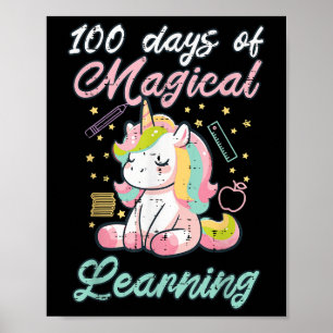 Poster 100 Dias de Aprendizagem Mágica Unicórnio 100 Meni