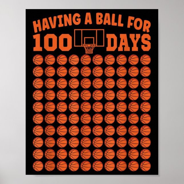 Poster 100 Dias De Basquete Escolar 100º Dia Para Rapazes (Frente)