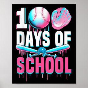 Poster 100 Dias De Bat De Beisebol Escolar 100º Dia De