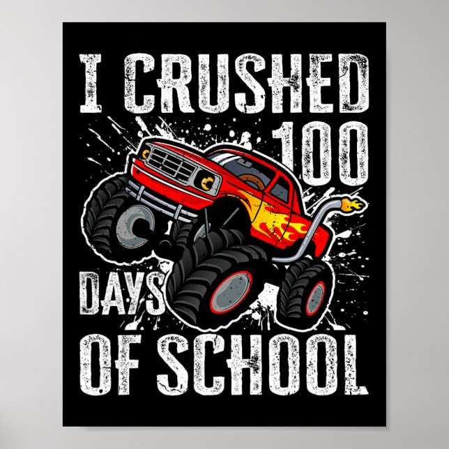 Poster 100 Dias De Caminhão De Monstro Escolar 100 Crianç (Frente)
