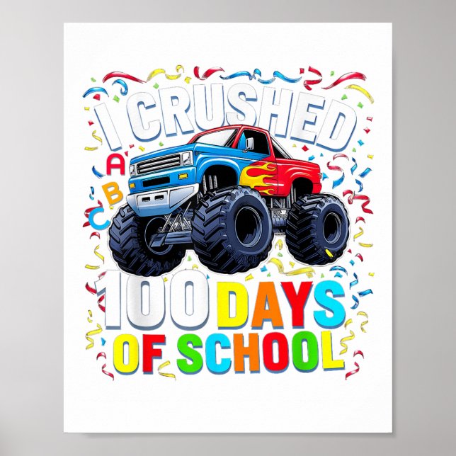 Poster 100 Dias De Caminhão-Monstro Escolar 100.º Dia De (Frente)