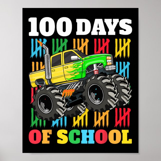 Poster 100 dias de caminhonete de monstro escolar 100º di (Frente)