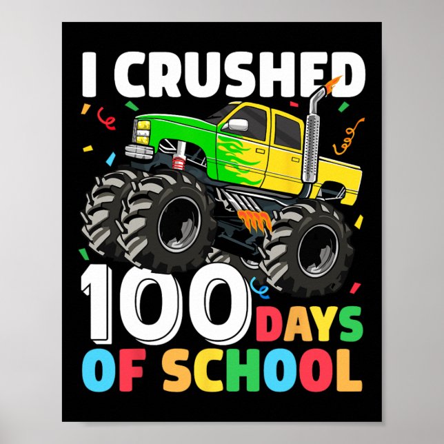 Poster 100 dias de caminhonete de monstro escolar 100º di (Frente)