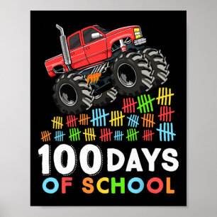 Poster 100 dias de caminhonete de monstro escolar 100º di