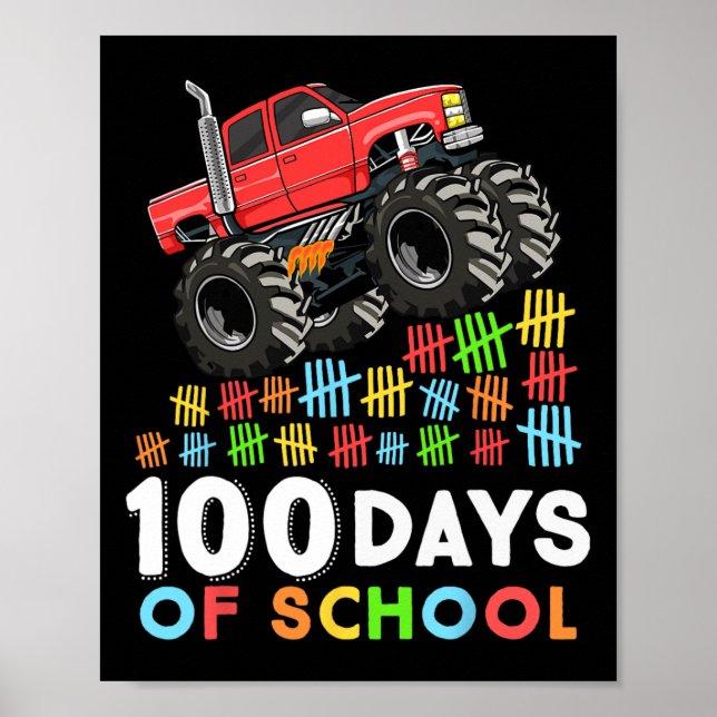 Poster 100 dias de caminhonete de monstro escolar 100º di (Frente)
