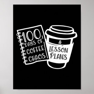 Poster 100 Dias De Camisetas De Professores De Diversão D