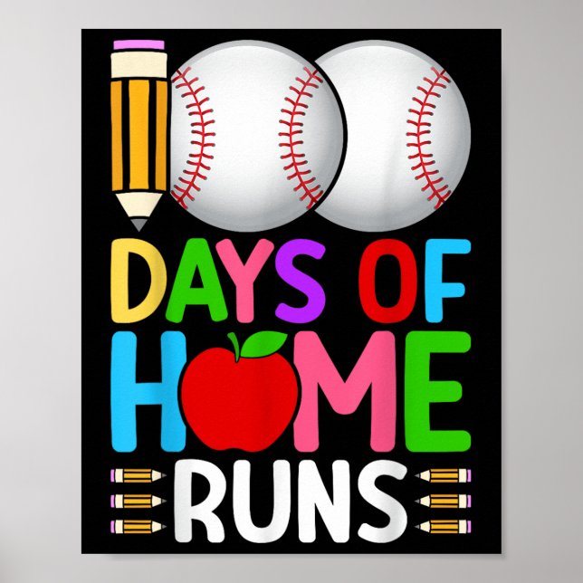 Poster 100 Dias De Casa Executa Baseball 100º Dia De (Frente)