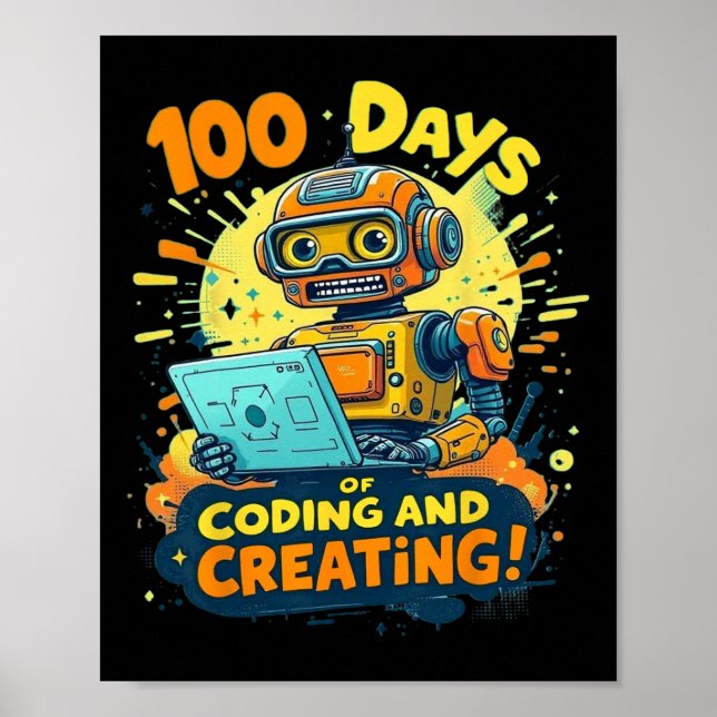 Poster 100 Dias De Codificação E Crio Do Robô 100 Dias De (Frente)