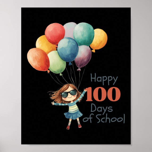 Poster 100 Dias De Comemoração Escolar Para Raparigas E M (Frente)
