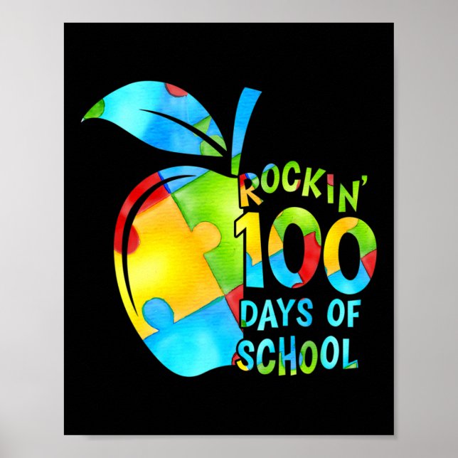 Poster 100 Dias De Consciência Do Autismo Da Apple Quebra (Frente)
