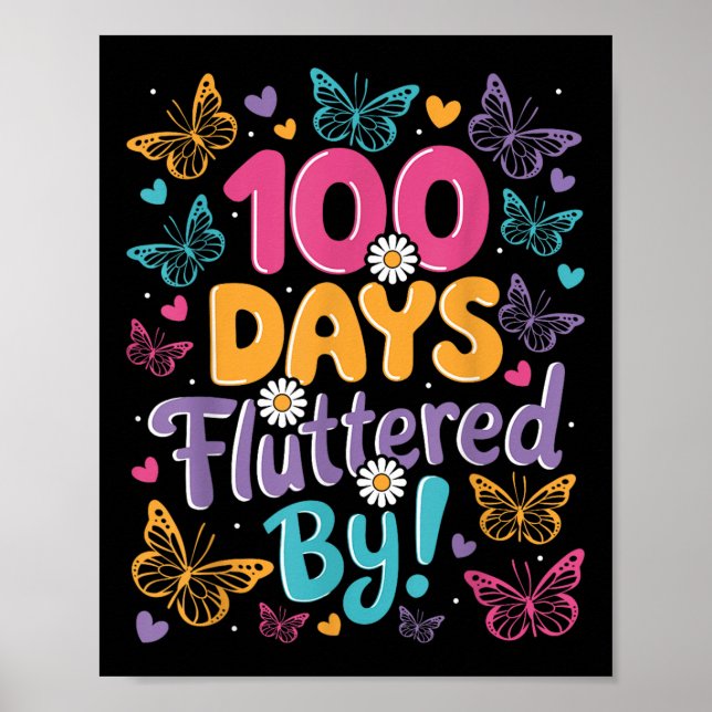 Poster 100 Dias De Crianças Flutuadas 100º Dia Da Escola (Frente)