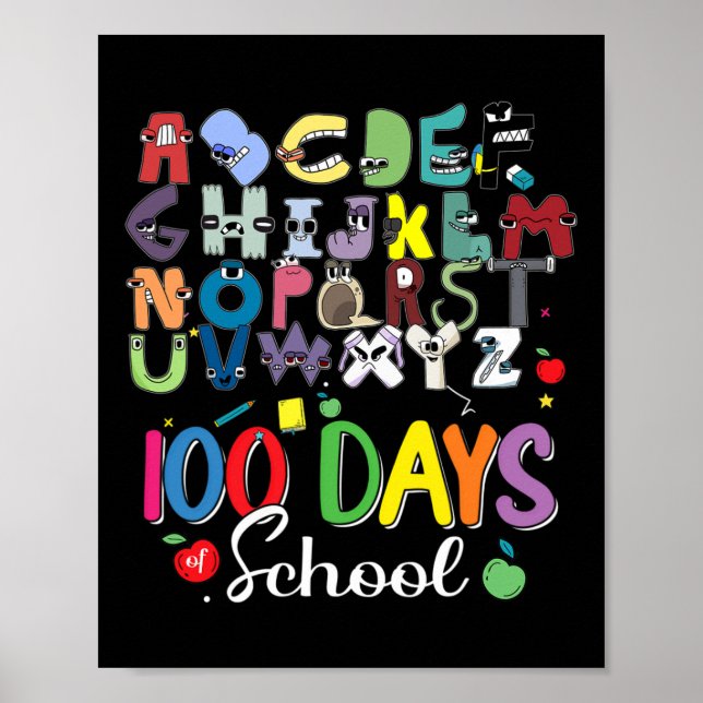 Poster 100 dias de custo escolar do alfabeto escolar Lore (Frente)
