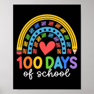 Poster 100 Dias De Design De Celebração Do Arco-Íris Esco
