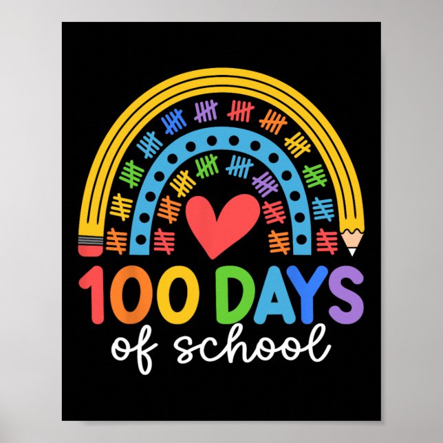 Poster 100 Dias De Design De Celebração Do Arco-Íris Esco (Frente)