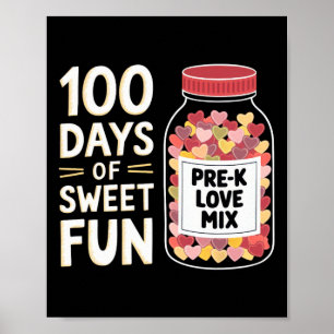 Poster 100 Dias De Diversão Doce Fofa Professora De Menin