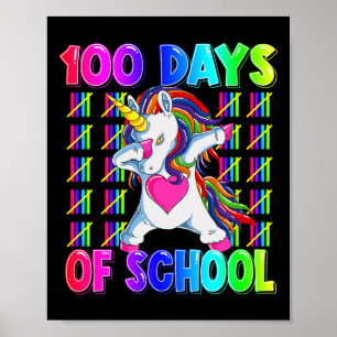 Poster 100 Dias De Ensino Cute Unicórnio 100 Dias Mais In