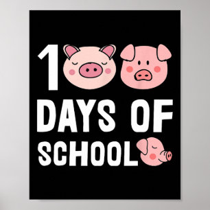 Poster 100 Dias De Ensino De Cartoon De Suíno