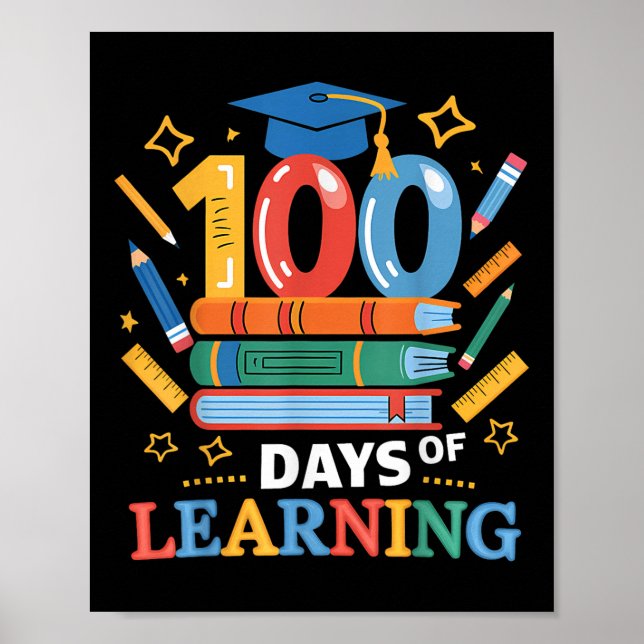 Poster 100 Dias De Escola 100 Dias De Professora Aprenden (Frente)