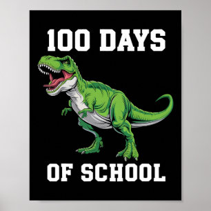Poster 100 Dias De Escola Com Dinossauro T-rex Em Raiva