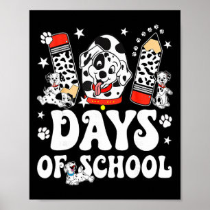Poster 100 Dias De Escola Dalmatiano Menino Criança 100º 