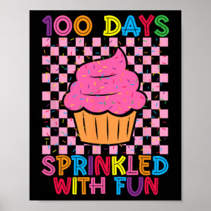 Poster 100 dias de escola de crianças de Cupcake divertid