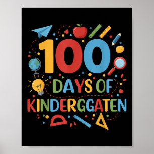 Poster 100 Dias De Escola De Jardim De Infância 100 Dias 