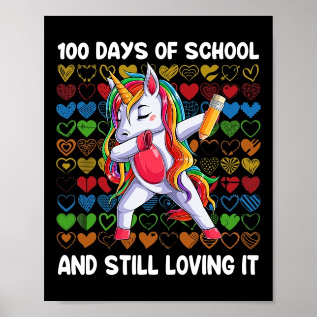 Poster 100 Dias De Escola E Ainda A Adorando Unicórnio Gi (Frente)