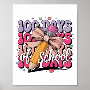 Poster 100 Dias De Escola Meninas Coquette Laço Crianças