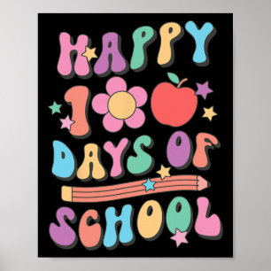 Poster 100 Dias De Escola Retro Groovy 100º Dia Da Escola