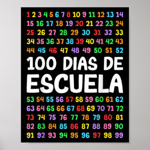 Poster 100 Dias De Escuela Professora Espanhola