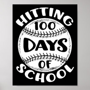 Poster 100 Dias De Estudante De Jogador De Beisebol Escol