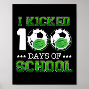 Poster 100 Dias De Futebol Escolar Vestindo Máscara