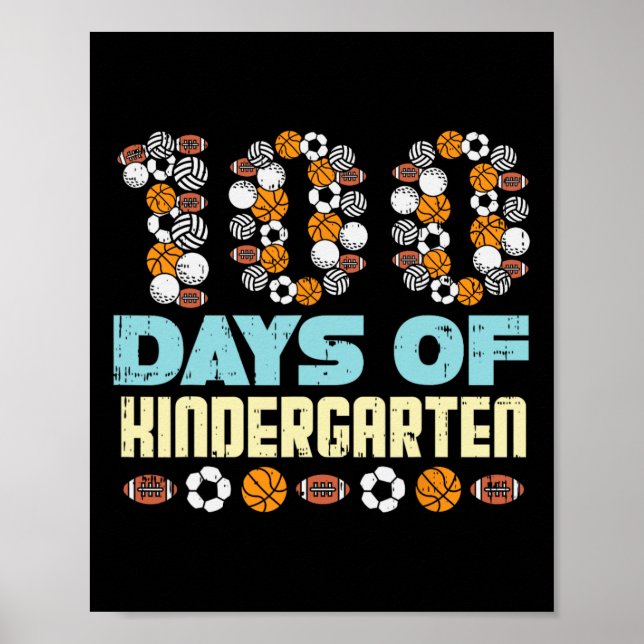 Poster 100 Dias De Jardim De Infância Bolas 100 Dias De E (Frente)