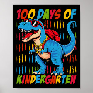 Poster 100 Dias De Jardim De Infância Trex Dinossauro Men