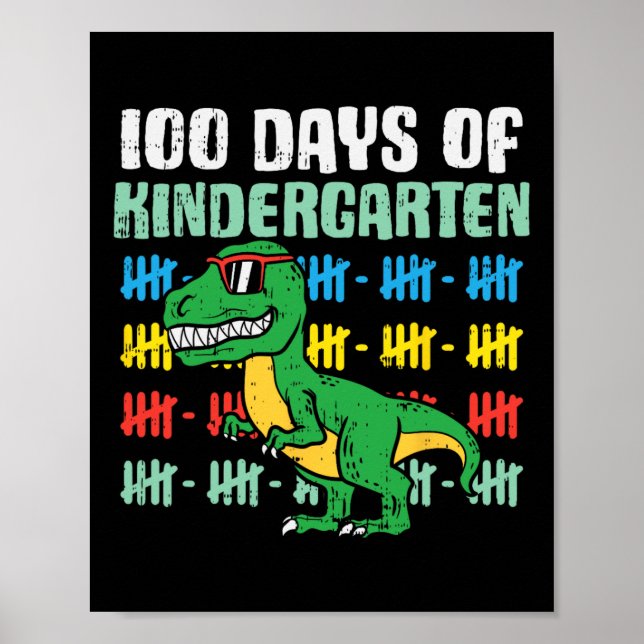 Poster 100 Dias De Jardim Infantil Trex Dinossaur 100 Dia (Frente)