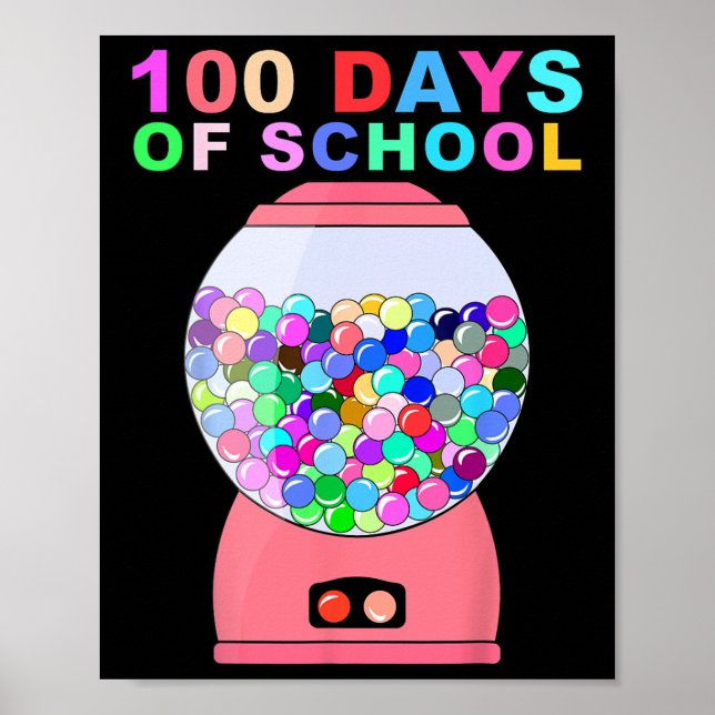 Poster 100 Dias De Máquina De Gumball Escolar Para Crianç (Frente)