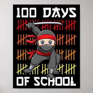 Poster 100 Dias De Ninja Escolar Para Crianças Arte Marci